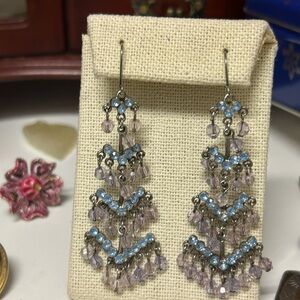 Elegant vintage Silver and Blue Dangle Earrings